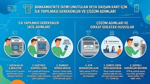 Bankamatikte (ATM) Unutulan veya Sıkışan Kart İçin İlk Yapılması Gerekenler ve Çözüm Adımları