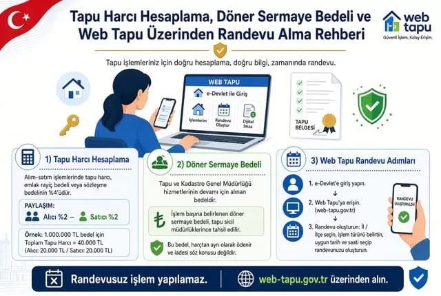 Tapu Harcı Hesaplama, Döner Sermaye Bedeli ve Web Tapu Üzerinden Randevu Alma Rehberi